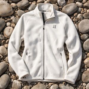 Haglöfs Women's White Fleece Polartec Zip Up Jacket  Medium Gorpcore